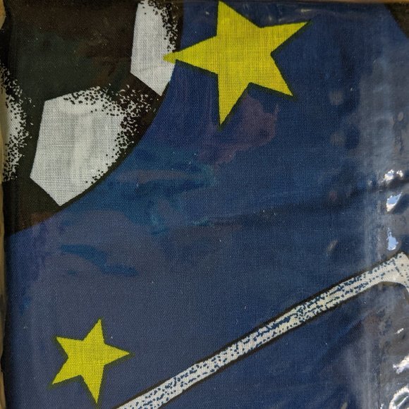 NEW Blue Sports Print Pillow Sham & Twin Size Dust Ruffle and Accent Pillows - Picture 7 of 14